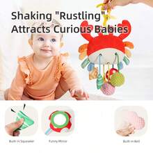 Đồ chơi treo nôi hình cua bò kéo theo cho bé – Thú nhồi bông mềm mại treo trên xe đẩy, giúp phát triển giác quan cho trẻ sơ sinh khi đi du lịch, hoạt động trên ghế ô tô, quà Giáng sinh cho bé trai và bé gái - Đỏ - Xem 8