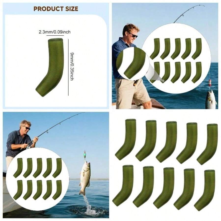10 Piezas Carp Fishing Hook Kickers Terminal Tackle Rubber Anti Sleeve Line Aligner Sleeves Funcin de Alineacin de Anzuelo Adecuado para Pesca en R - Verde S - Ver 1