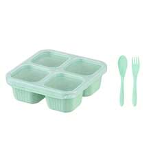 1pc 4-Compartment Lunch Box With Transparent Lid, Thick Plastic Meal Container With Utensils (Fork, Spoon), Dry Fruit Box, Candy Box, Fruit Box, Salad Box, Reusable For Back To School, Outdoor Camping, Kitchen Food Storage - Multicolor - View 9