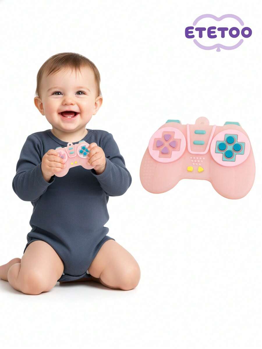 ETETOO 1pc Silicone Game Controller Teether, Infant Chewing Toy With Anti-Swallowing Design, Educational Teething Toy For 6-12 Months Babies