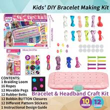 1 set kit de confecționare brățări fete, set de țesut manual DIY, set de autocolante cu perle, război de țesut brățări în formă de inimă, război de țesut brățări cu diamante, arte și meșteșuguri, meșteșuguri pentru confecționarea brățărilor cu mărgele, autocolante cu diamante și cristale, brățară DIY cu mărgele, meșteșuguri pentru fete, instrumente de țesut, cadou pentru fete cu vârsta cuprinsă între 6 și 12 ani, cadou de Crăciun/zi de naștere/Halloween, potrivit pentru fete peste 6 ani