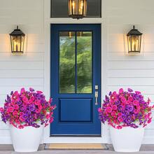 4pcs Realistic Silk Colorful Eucalyptus Plants, Suitable For Outdoor Decoration In Spring And Summer, UV-Resistant, Can Be Used For Outdoor Home Planting, Porch, Patio, Window, Yard Decoration, Applicable For Home Garden, Porch, Outdoor Decoration, Garden Decoration. - Purple + Purple-red - View 8
