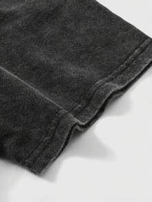 男士休闲做旧雪花印花T恤，春夏款 - 黑色 - 查看 4