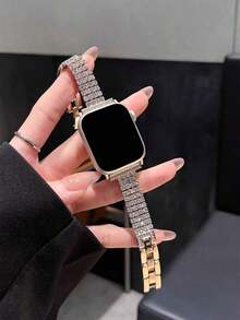 Metal Strap With Rhinestones, Compatible With Apple Watch, Ideal Gift For Back-To-School Students - Silver - View 14
