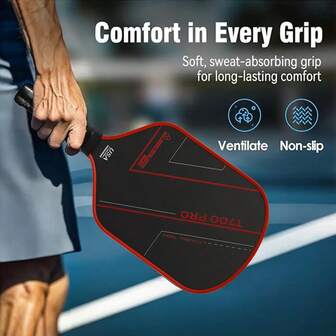 1 st T700 pickleballracket i kolfiber, halkfritt och andningsbart handtag, balanserad kraft och kontroll, lämplig för sportentusiaster