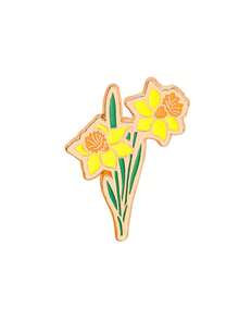 1/4 pièces Broche fleur de jonquille en émail, insigne floral frais, épingle accessoire de vêtement et de sac plante de tulipe, bijou de niche artistique - Multicolore - Voir 12