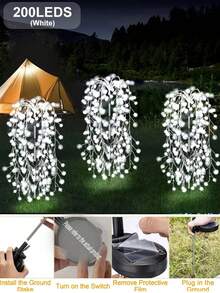 200/120LED Outdoor Solar Garden Lights (Firecracker Shape), Solar Powered, IP44 Waterproof, Suitable For Lawn, Yard, Garden, Path And Landscape Lighting Decoration - Multicolor - View 5