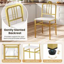 COSTWAY 5 Piece Dining Table Set, Round Kitchen Table & 4 Chairs With Storage Rack & Metal Frame, Modern Space-Saving Dinette Furniture For Dining Room, Breakfast Nook, Apartment, White - White - View 8