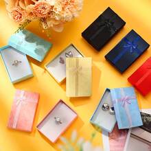24/10/1 Jewelry Gift Box Set: Empty Jewelry Boxes, Suitable For Holding Small Gifts, Multiple Colors Available, Equipped With Ribbon Bows, Suitable For Anniversary, Wedding, Jewelry Display And Packaging, Beading And Jewelry Making Occasions - Black - View 5