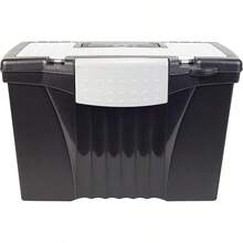 R-Storex - Caa de arcivo l con tapa organizadora caa de almacenamiento de arcivos de oficina de plástico para carps colgantes de letras y  obsidiana 1 unidad 61510A01C - NegroGris - Ver 1