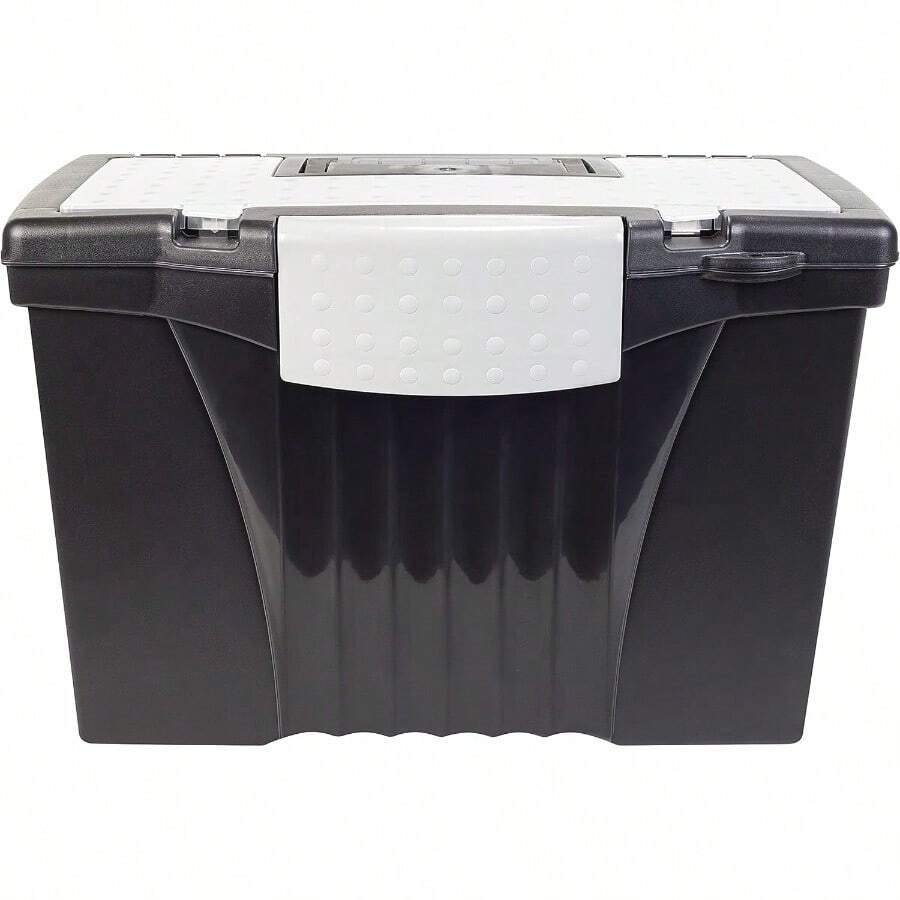 R-Storex - Caa de arcivo l con tapa organizadora caa de almacenamiento de arcivos de oficina de plástico para carps colgantes de letras y  obsidiana 1 unidad 61510A01C - NegroGris - Ver 1