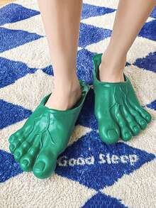 青少年趣味大脚趾拖鞋，套脚式，轻便柔软，适合日常穿着，可作电视节目道具、万圣节道具，包头拖鞋（鞋面不对称纹理，凹凸图案）（尺码 36-41 均码）