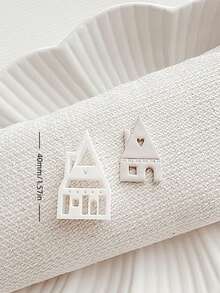 1/4件套，乡村小屋造型聚合物粘土切割器套装，波西米亚风格浮雕首饰模具，适用于耳环制作，加拿大制造粘土工艺工具 - 白色 - 查看 7