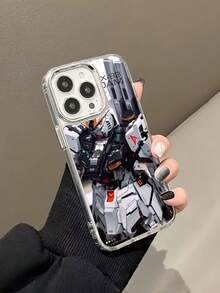 Estuche para teléfono Gundam RX-93 V negro y dorado Compatible con estuches para teléfonos   17  16 Pro Max  15 Pro Max  13 y  12 Diseño de marco de espejo de alta gama Protección de cámara Resistencia a huellas dactilares Ligero y elegante Un gran regalo para familiares, amigos, seres queridos, novios/novias y para Navidad - Plateado - Ver 4