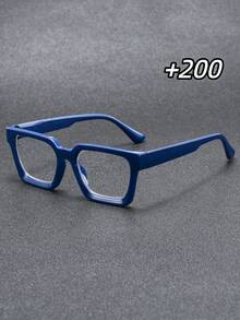 男士时尚老花镜，新款经典复古方形镜框，个性化拼接设计，休闲百搭，舒适护眼，适合日常佩戴、电脑使用、阅读，100-400度可选 - 透明 - 查看 26