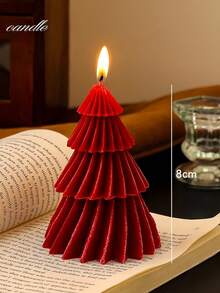 多支红色香氛蜡烛，中心饰有齿轮圆柱体，圣诞树家居装饰蜡烛，纤细圣诞蜡烛，适合作为圣诞礼物、女士礼物、闺蜜礼物、冬季礼物、圣诞房间装饰、圣诞礼物 - 酒紅色 - 查看 11