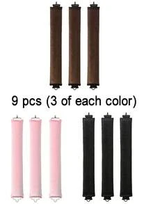 3件套女士免加热卷发棒套装，缎面材质，包含卷发棒、头带卷发器和电卷发器，内置柔韧金属丝，睡眠时也可使用，高回弹橡胶填充，柔软舒适，适合普通发质，轻松打造慵懒卷发，欧美简约大波浪睡眠卷发工具