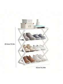 1pc-4-Layer Plastic Material X-Shaped Dustproof Shoe Rack, Which Saves Space And Is Easy To Assemble, Is An Ideal Choice For Families And Kitchens, Shoe Rack Storage, Modern Shoe Rack, Shoe Rack Storage Organizer, Living Room Shoe Rack And Home Decoration. - Multicolor - View 4