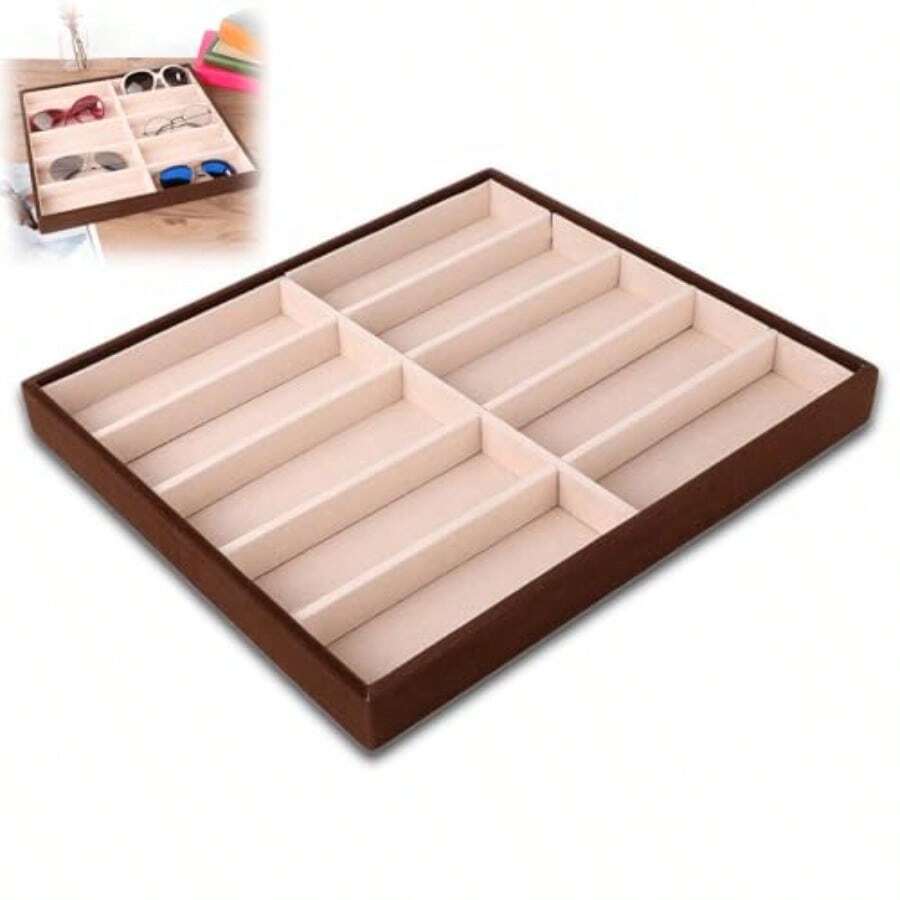 QY- Estuche para Gafas de Sol organizador de gafas Caja para Gafas 10 Rejillas Aspecto Moderno y Elegante para Exhibición en el Hogar para Viajes caja para gafas de sol Fundas -3955 - como en la foto - Ver 1