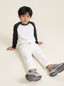 Kids Casual Straight Leg Pants, White, Elastic, Fashionable & Versatile For Boys & Girls, Spring/Autumn - White - View 5