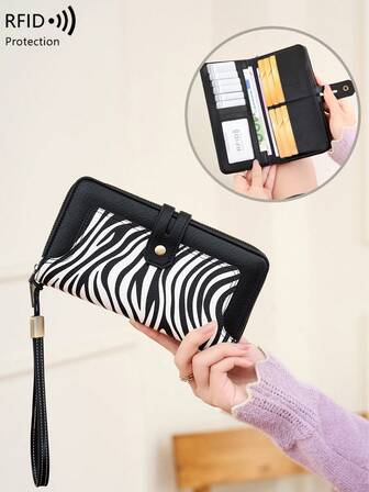 CHARM INFINITE Cartera vintage de estilo europeo de múltiples piezas. Cartera de mujer con estampado de colores contrastantes con características antirrobo y multifuncionales - Cartera larga. Para mujer, cartera de dinero, monedero, cartera de muñeca