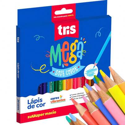 Lápis de Cor Mega Soft Color TRIS - 24 Cores.