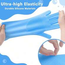 Pet Grooming Gloves-Heat Resistant Dog Washing Gloves With High-Density Teeth, Dog Bath Scrubber With Enhanced Five Finger Design, Silicone Gloves For Dogs And Cats Bathing, Massage (Blue) - Blue - View 4