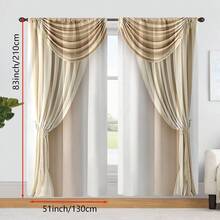 2 piezas de cortinas modernas elegantes de poliéster con diseño de degradado de cuatro estaciones, 100% poliéster, filtradora de luz, lavables a máquina, con bolsillo para barra, para dormitorio, oficina, cocina, sala de estar, estudio, decoración del hogar - Multicolor - Ver 8