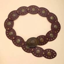 Retro Rivet Round Buckle Belt, Bohemian Fashion Grommet Waist Band, Versatile