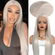 Stunning Purple Hair Synthetic Lace Front Wigs For Women 26 Inch Pre Plucked Long Straight Hair Wigs 13X4 HD Lace Wigs Glueless Colored Wigs Heat Resistant Halloween Wigs Long Silky Straight Lace Front Wigs For Daily Christmas Party Cosplay Use - Multicolor - View 15