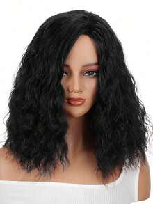 女士中长款水洗卷发假发，14英寸侧分假发，高密度耐热假发，适合日常、派对、嘉年华、音乐节等多种场合。 - 彩色 - 查看 14