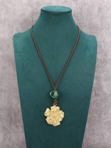 1pc Fashionable Minimalist Creative Cross Resin Inlaid Necklace, Personalized Brown Wax Rope Long Chain Necklace, Gift For Girlfriend, Boyfriend, Mother, Loved Ones, Festival Accessory - Cross - View 7