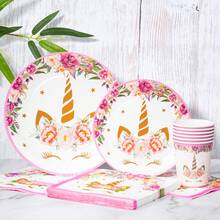 Romantic Floral Unicorn Disposable Plate, Napkin, Cup, Tablecloth And Banner Set, Party Supplies Set For 8 Guests, Suitable For Birthday, Wedding, Theme Party, Family Picnic - Multicolor - View 3