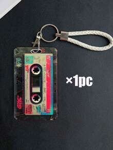 1pc Retro Cassette Design Card Sleeve With Sliding Mechanism And Anti Loss Rope - Retro Music Cassette ID Card Clip, Durable ID Card/Student/Transportation Card Clip, Retro Style Gift For Nostalgic Enthusiasts - Multicolor - View 7