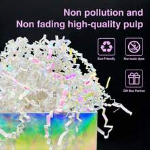 Giấy vụn nhăn, giấy xé nhỏ, dùng để lót giỏ quà, quà cầu hôn cho phù dâu, quà sinh nhật, quà cưới, giấy gói quà hộp, túi, giấy lót giỏ quà, quà kỷ niệm, quà Giáng sinh. - Kim cương trắng - Xem 2