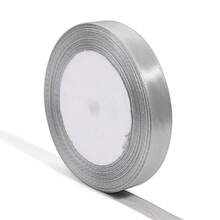 25 Yards/Roll Silver Gray Polyester Gift Wrapping Ribbon, Suitable For DIY Woven Hair Accessories, Clothing, Shoes, Bags, Flower, Gift Box Packaging, Holiday Party Decorations - Grey - View 10