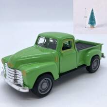 圣诞红色卡车模型复古金属汽车摆件收藏玩具，配有迷你圣诞树，适合桌面装饰，适合作为复活节、圣诞节和生日礼物。 - 粉色 - 查看 16