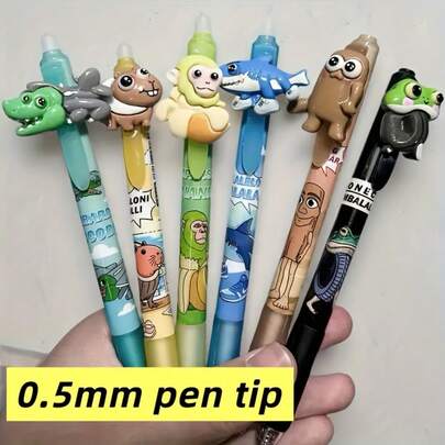 6 chiếc bút bi gel xóa được kiểu dáng Sơn Hải Kinh dễ thương, màu ngẫu nhiên - Đầu bút 0.5mm viết trơn tru - Quà tặng cần thiết cho mùa tựu trường - Quà tặng ngày lễ cho bạn bè