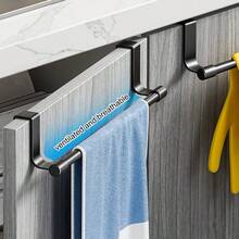 1pc Modern Kitchen Towel Rack, Drill-Free, Door-Mounted Towel Bar For Cabinet Doors, Ideal For Storing Towels, Rags And Gloves. Kitchen Items Kitchen Accessories Kitchen Tools - Multicolor - View 6