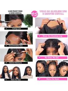 ISEE Hair Made Of 100% Unprocessed Human Virgin Hair Yaki Straight Wig 180% Density 8-16 Bob Inch 18-30 Regular Inch 6*4 HD Closure Pre-Bleached Knots Lace Hair Pre-Cut Lace Pre-Plucked Hairline Unprocessed Human Hair - SNatural - View 9
