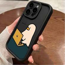 Un estuche de teléfono negro con un diseño de pato trabajador, adecuado para modelos de for  16, 15, 14, 13, 12, 11,  Plus, Pro Max , perfecto como regalo para cumpleaños, Día de San Valentín, niños o cualquier ocasión. - Color mezclado 1-930 - Ver 3