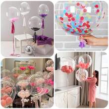50 Piezas de Globos Bobo de Boca Ancha Burbuja Transparente Globo Bobo 20 Pulgadas Globo Burbuja Globos Reutilizables para la Decoración de la Fiesta de Cumpleaños de la Boda de Navidad - como en la foto - Ver 8
