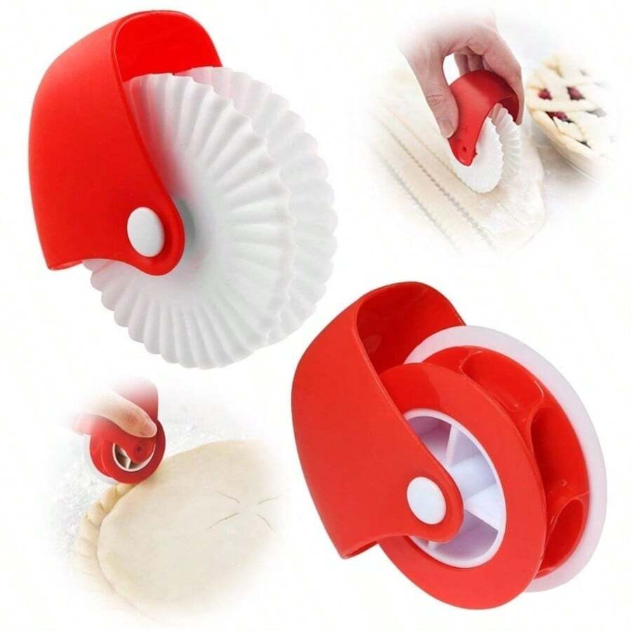 2/1pc Multi-Functional Pastry Roller Cutter, Baking Tool, Pastry Cutting Wheel, Pizza Croissant Edge Wheel, Manual Embossing - Multicolor - View 1