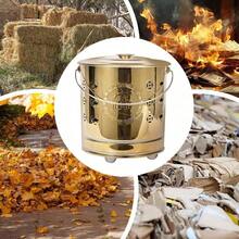 Burn Barrel Portable Stainless Steel Fire Barrel with Lid Fire Hook and Liner Heavy Duty Outdoor Burning Cage Safe for Patio Garden Balcony Deck Beach Camping Cooking Wood Garbage and Fall - Dorado - Ver 4
