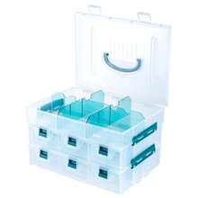 QY- MyGift - Contenedor apilable transparente de 11 pulgadas para artes y manualidades estuche organizador de almacenamiento con detalles azules 24 compartimentos personalizables y 6 cajones con -3955 - azultransparenteClearBlue - Ver 6