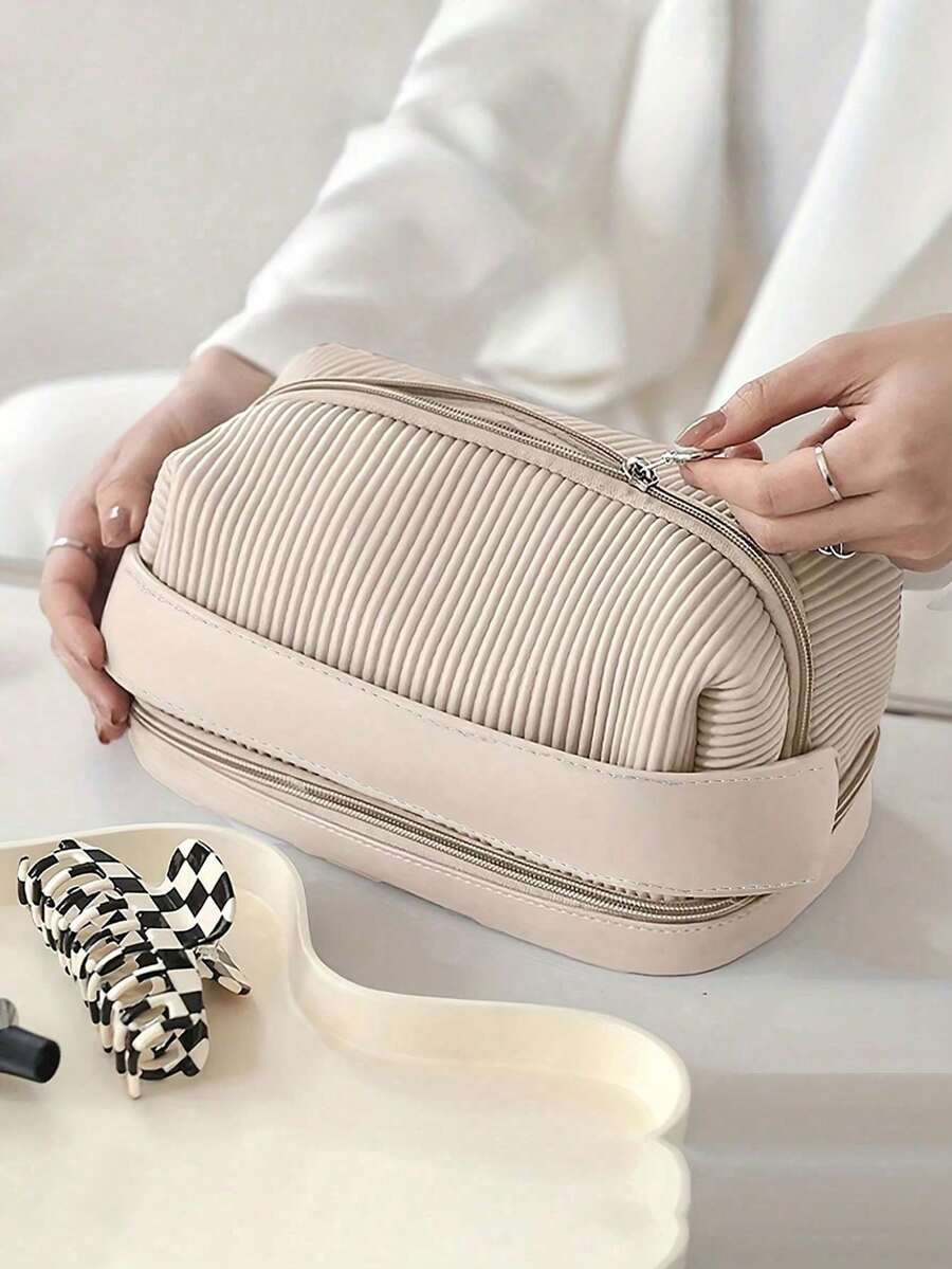 Borsa da toilette da viaggio portatile di grande capacità per donna - Bianco - Visualizzare 1