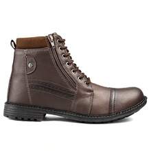Sapatofran Casual Ankle Boot With Zipper And Tractor Sole, Black - 咖啡棕 - 查看 3