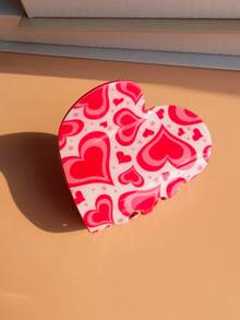 1个情人节爱心唇印发爪夹，红色调，爱心和帽子造型，优雅休闲发饰，适合节日、派对、送给爱人的礼物，优雅发夹，女士发饰，花朵发夹 - 彩色 - 查看 7