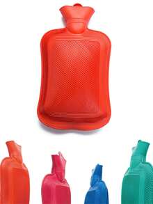 1pc Rubber Hot Water Bottle, Explosion-Proof Warm Inner Lining, Plush Heating Tool For Winter. Due To Batch Differences, Anti-Slip Printed Patterns May Vary Slightly. - Multicolor - View 3