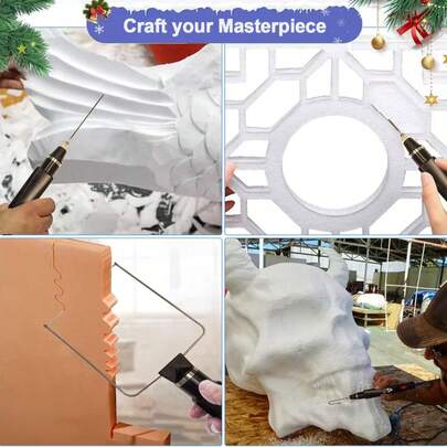 多功能泡沫切割工具套装，聚苯乙烯泡沫切割器，泡沫板切割器，电动聚苯乙烯泡沫切割工具，适用于泡沫切割艺术、手工艺品和DIY项目